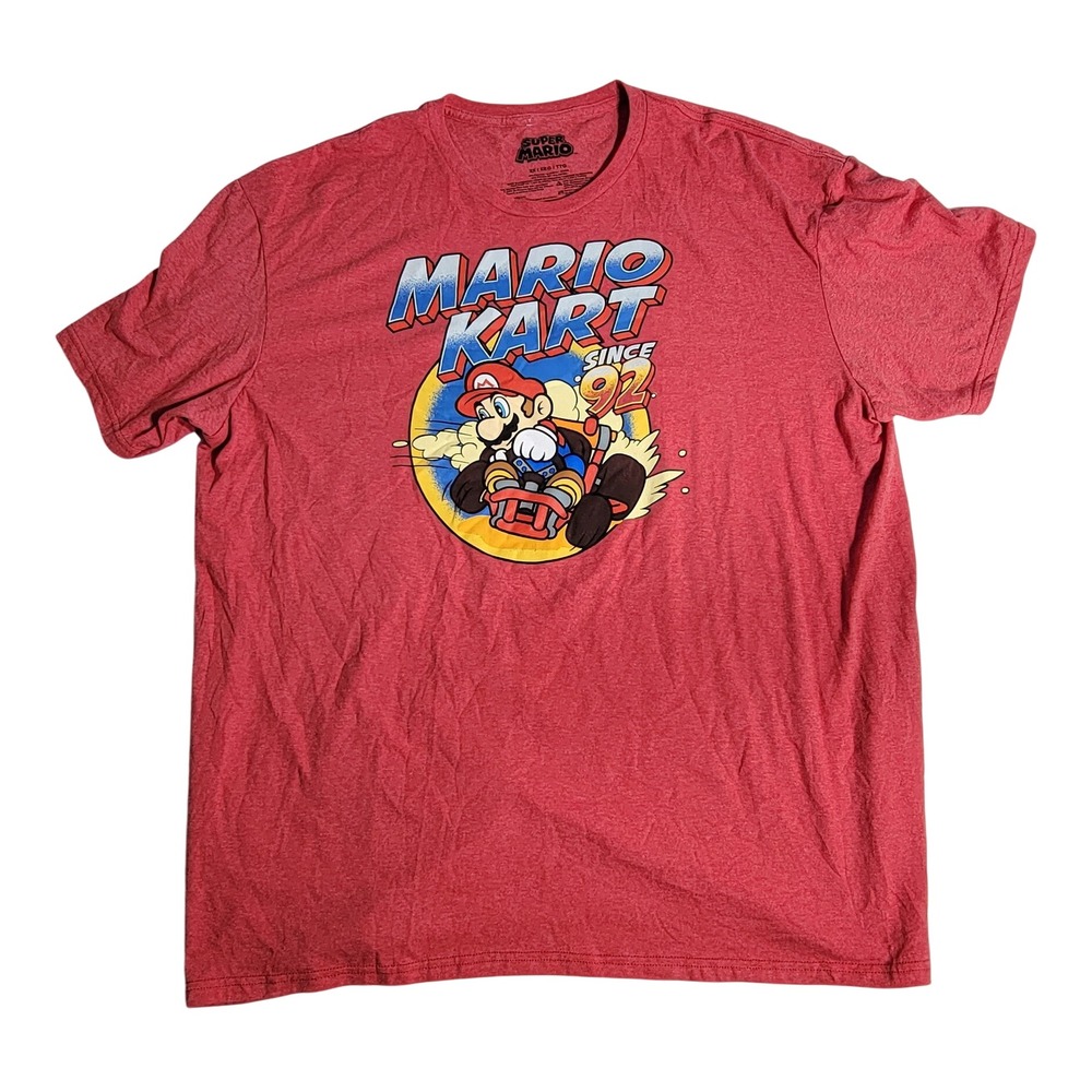 Super Mario Kart Since 92 Graphic T-Shirt Mens 2XL Red Heather Nintendo Tee
